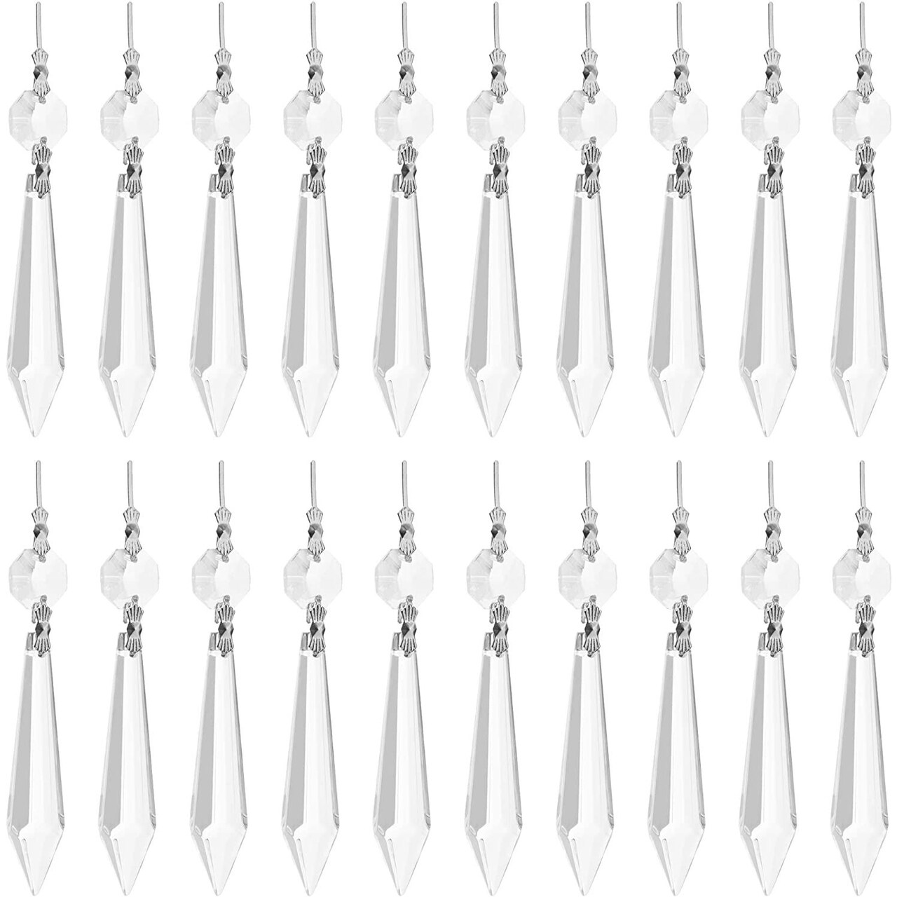 Replacement Clear Chandelier Icicle Crystal Prisms (38mm, 20 Pack)
